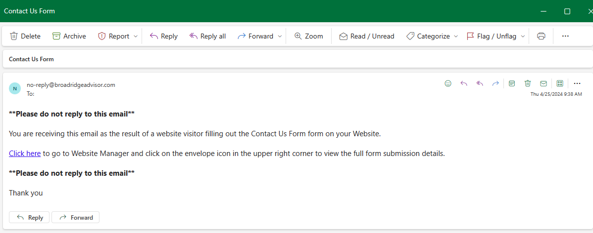 contact form notification